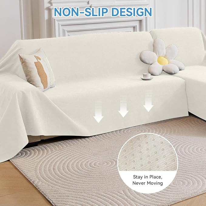Deep Dream Sectional Couch Covers, 2 Pieces 100% Waterproof L Shaped Sofa Cover, Non Slip Couch Cover for Dogs Cats Washable, Pet Friendly Sofa Slipcovers Furniture Protector (X-Large, White) - Image 5