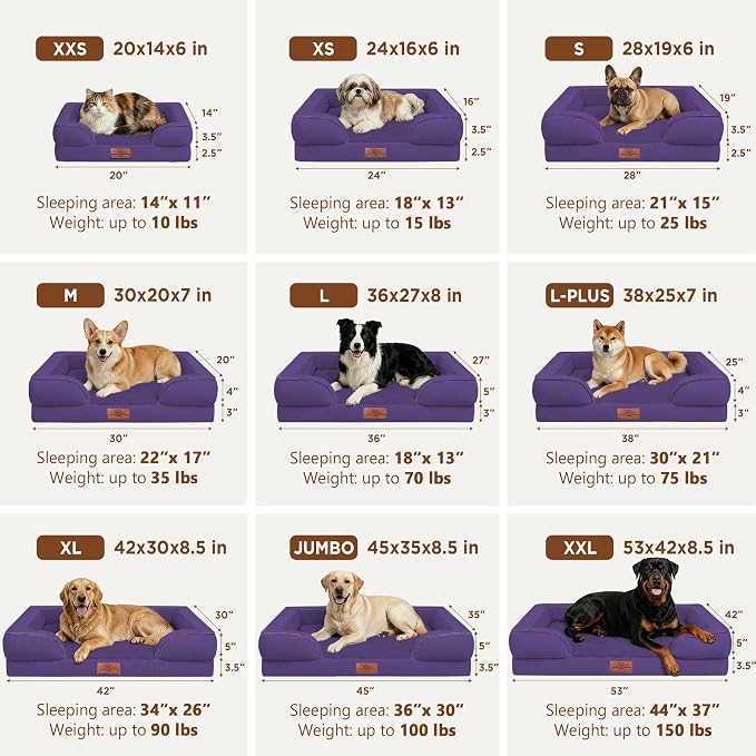 Comfort Expression Orthopedic Dog Beds for Large Sized Dog with Bolster | Waterproof Dog Couch Bed with Washable Cover & Non-Slip Bottom, Supportive Egg Crate Foam Large Pet Bed, 36x27 Inch - Image 8