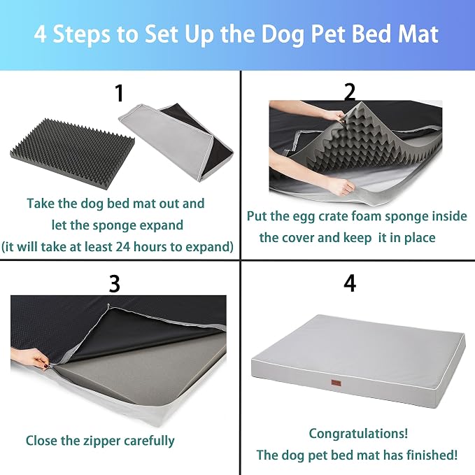 Light Grey 36''x27''x3 Medium L Orthopedic Dog Bed | Soft, Waterproof, Egg Foam, Pet Crate Beds Mat, Kennel Pads, Removable Washable Cover,Non-Slip Bottom,Anti-slip oxford fabric - Image 6