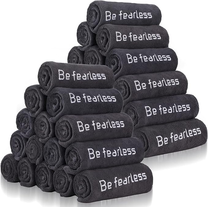 Newwiee Microfiber Gym Towels for Exercise Fitness Bulk 32 x 16 Inch Soft Quick-Drying Sweat Absorbent Yoga Towel for Women Men Be Fearless Sport Towel for Cycling, Swimming, Workout, Camping (1 Pcs) by Newwiee