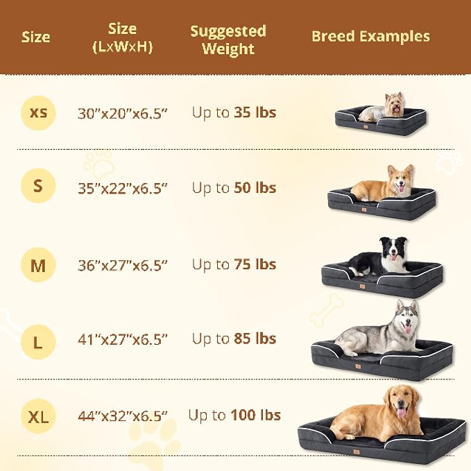 EGOHOME Orthopedic Dog Bed with Sides for Large Dogs 44x32x6.5in Black | Water Resistant Egg Crate Foam Dog Couch with Removable Washable Cover & Non-Slip Bottom, Comfort Support Pet Sofa - Image 2