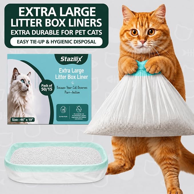 50 Count Extra Large Litter Box Liners, 46x19 Inches – Extra Thick, Heavy Duty - Image 4