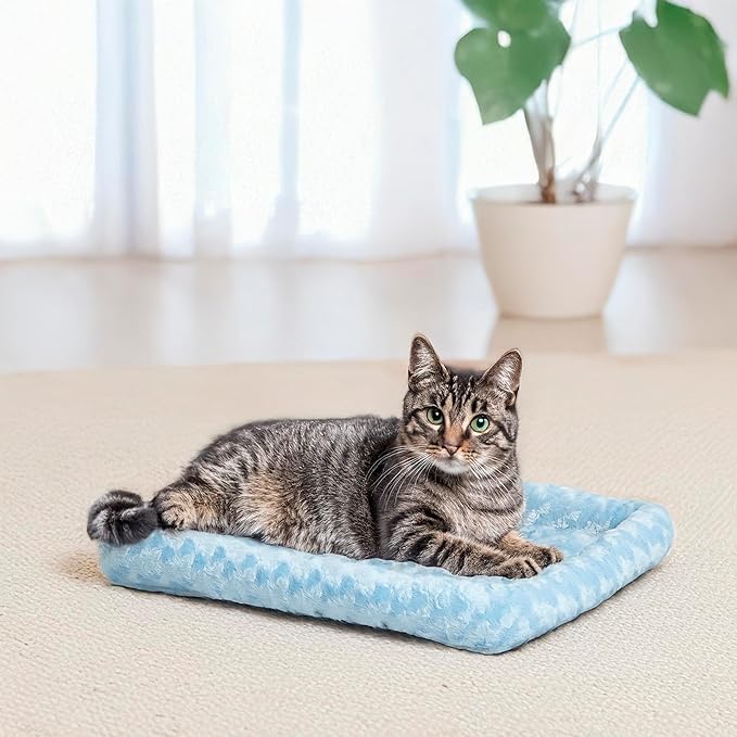 MidWest Homes for Pets QuietTime Fashion XXS Dog Bed - Blue Faux Fur Bolster, Ultra-Soft and Machine Washable, Fits 18-Inch Crates and Carriers, for Small Dogs and Cats - Image 3