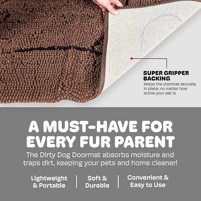 Dog Gone Smart Cat Litter Mat - Super Absorbent Microfiber - Plush Surface Traps Litter, Dirt & Moisture - Washable, Non-Slip - Built with Double Basting & Stitching for Lasting Use -Brown, 35 x 26 In - Image 4