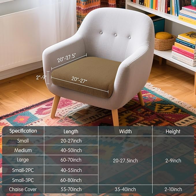 Hokway Couch Cushion Covers Stretch Cushion Covers Sofa Seat Cushion Slipcover Cushion Protector(Coffee, Small) - Image 3