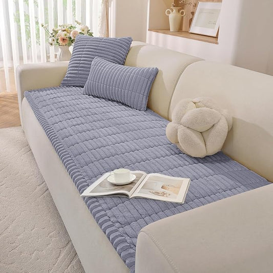 Fuzzy Pet Couch Covers for Dogs Washable, Thick Couch Covers for 3 Cushion Sofa Pet Friendly, Non Slip Plush Dog Couch Cover for for Sectional, Loveseat (Light Gray, 27.6" x 83") by CYCMACOHOME