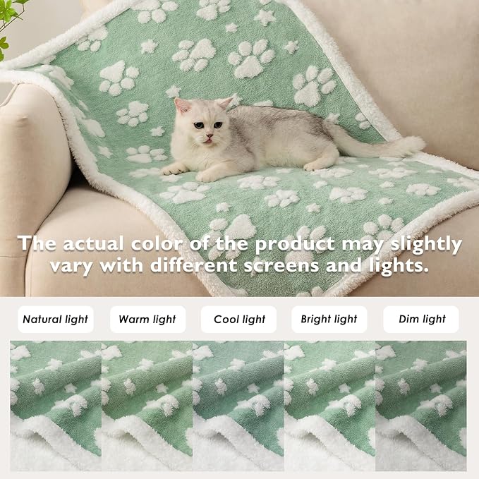 Waterproof Blanket for Dog Cat or Adult, Cute 3D Textured Paw Dog Blanket for Bed Couch Sofa, Soft Liquid Pee Proof Pet Furniture Protector, 60"x80", Green - Image 7