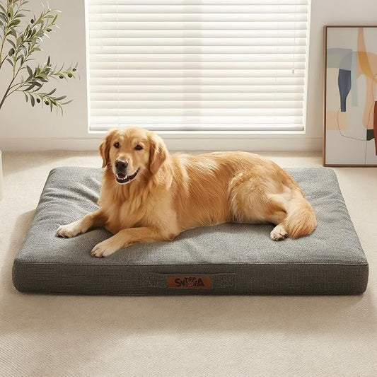Sytopia Outdoor Dog Bed, 42" XL Orthopedic Dog Bed for Extra Large Dogs (90 lbs), Durable Waterproof Pet Bed, Heavy Duty Dog Crate Pad, Washable Removable Cover, Anti-Slip Bottom, Dark Gray by Sytopia