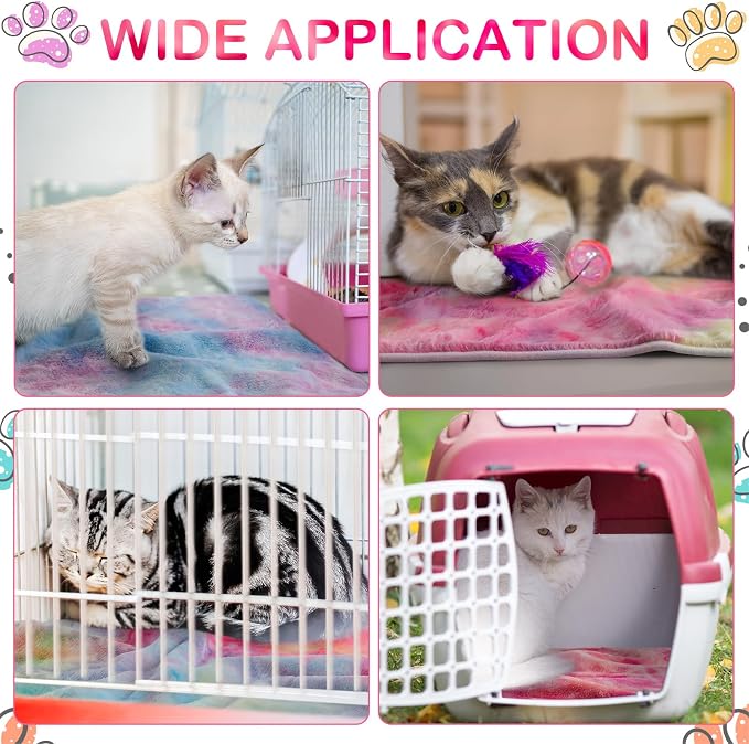 Reginary 4 Pcs Waterproof Guinea Pig Blankets Washable Small Animal Fleece Bedding Absorbent Guinea Pig Cage Liners Reusable Training Pee Pad Pet Sleep Mat for Hamster(Tie Dye Pattern,12 x 12 Inch) - Image 5