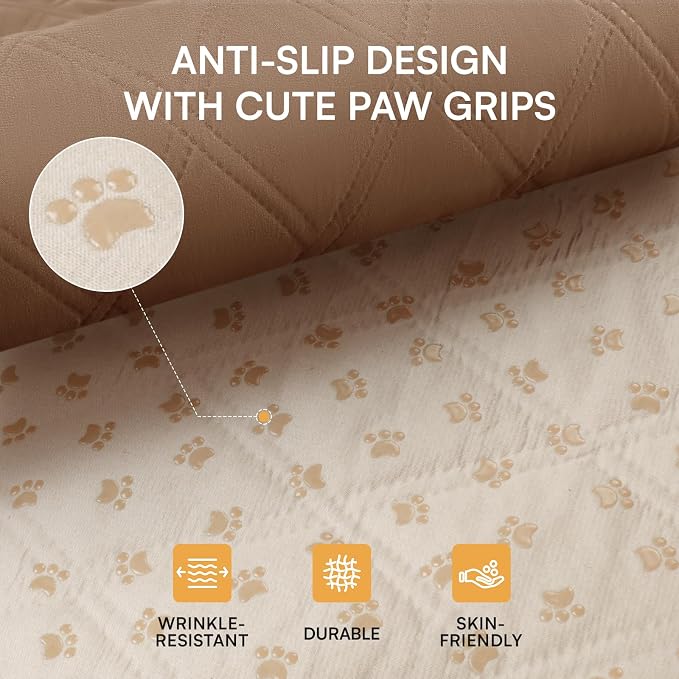 Luciphia Waterproof Couch Cover for Dogs, Non-Slip Pet Sofa Protector | Non-slip waterproof couch cover scratch-resistant machine washable protects sofa bed, Light Brown, 30" x 70" - Image 3