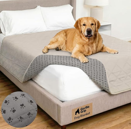 GORILLA GRIP® Waterproof Dog Blanket 82x68, Leakproof Couch Cover for Dogs, Silicone Grip Backing, Protects Sofa, Sectional, Bed, Crate, Car & RV, Tear-Resistant Washable Pet Blanket Light Taupe by Unknown