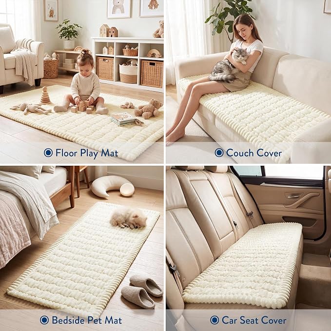 SureFit Couch Covers for Dogs,Non-Slip Washable Pet Friendly Sofa Protector | Non-Slip Paw Print Grip,Sofa Slipcovers for 2 Cushion Couch,Soft Thick Furniture Protector for Sofa Cushions(28“x60" Ivory) - Image 4