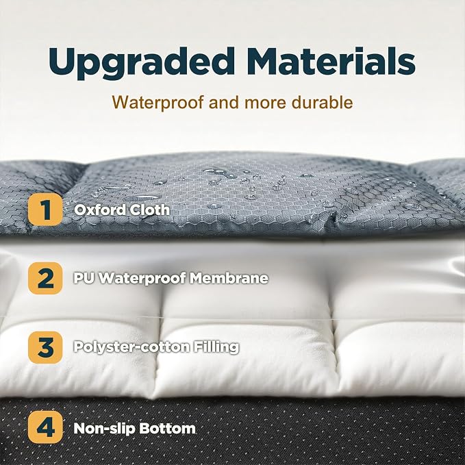 Gimars Upgraded Thickened XL Outdoor Dog Bed with Waterproof Film, Easy to Roll Up with Buckle, Large Travel Pet Bed for Large & Extra Large Dog, Portable, Foldable, Washable for Camping,Traveling - Image 3