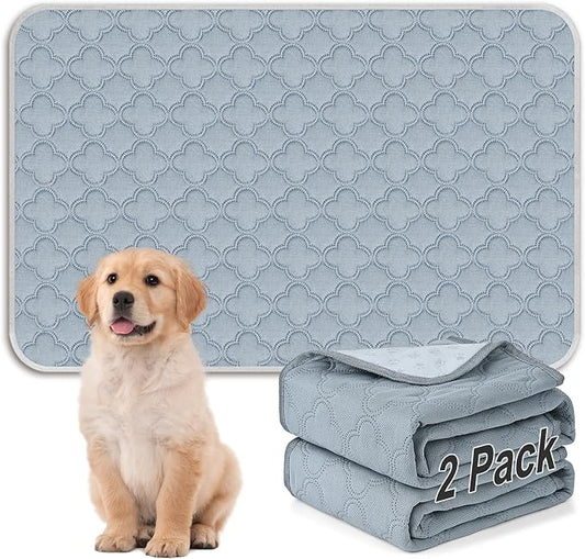 FunFurry Washable Pee Pads for Dogs - 2 Pack Reusable Waterproof Puppy Training Pads, Super Absorbent with Dog Paw Shape Non-Slip Backing (Light Grey, 24" X 36" - 2 Pack) by FUNUPFURRYLIFE