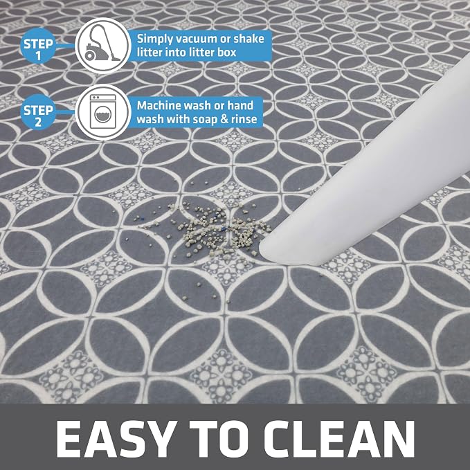 Drymate Cat Litter Box Mat, Litter Trapping Mat, Indigo Grey, 29x36 XL | Waterproof, Urine-Proof, Absorbent, Machine Washable, Soft on Paws, Contains Mess, Protects Floors, Kitten Supplies, USA Made - Image 5