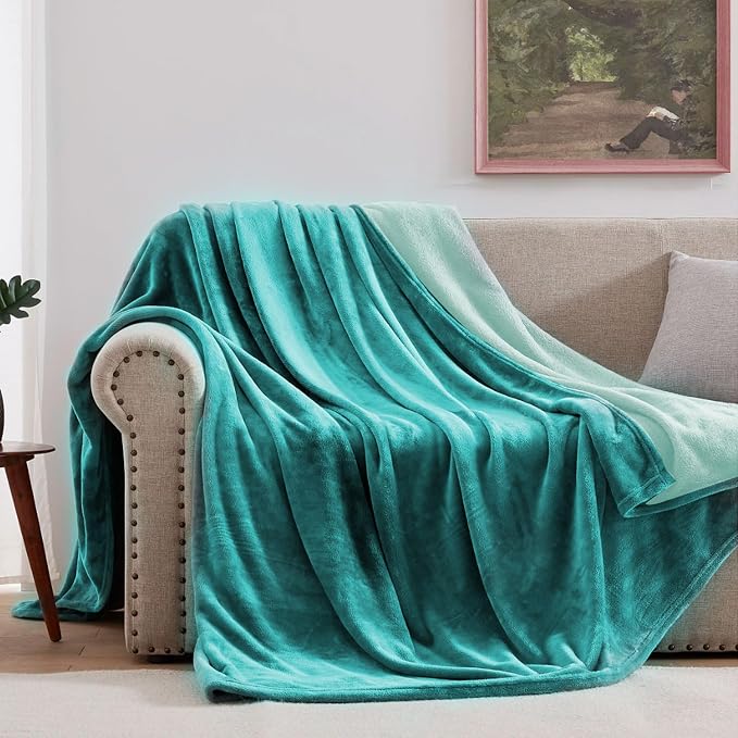 Queen Size Waterproof Blanket for Bed 80"x60", Reversible Aqua/Turquoise | Waterproof Washable - Image 7