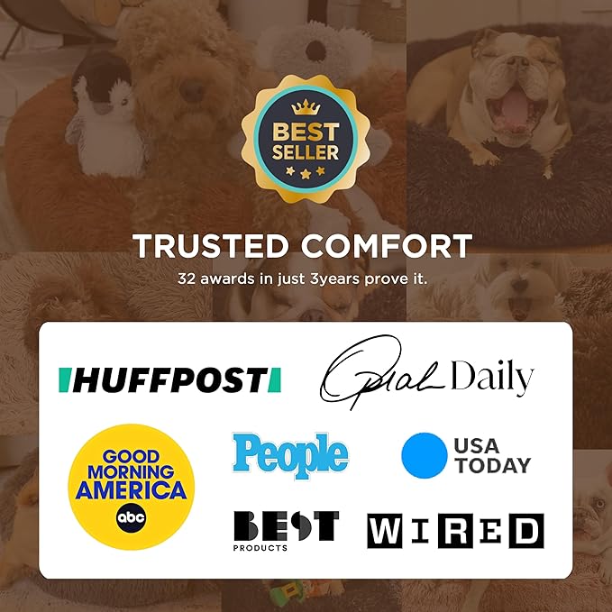 Bedsure Calming Cat Beds Donut Round Washable Kitten Bed,20 inches Purple | Fluffy Faux Fur Cuddler,Machine Washable,Anti-Slip Bottom,Anti-Anxiety,Deep Sleeping for Cats&Small Pets Up to 15 Lbs - Image 5