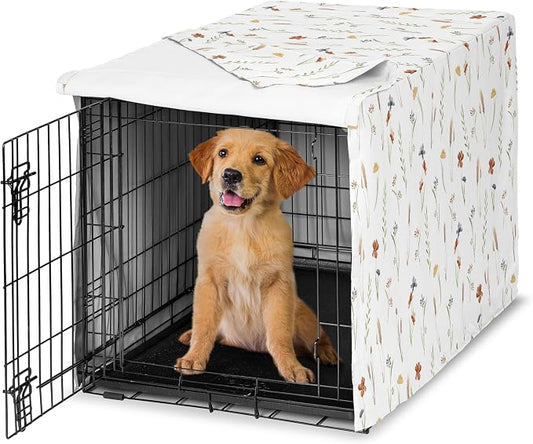 Sweet Jojo Designs 36in. Medium Dog Crate Cover (Boho Floral) for Girls Pet Cage, Kennel Covers (Garden, Flower, Watercolor, Bohemian, Farmhouse, Wildflower, Vintage, Shabby Chic, Sage Green, Orange) by SweetJojoDesigns