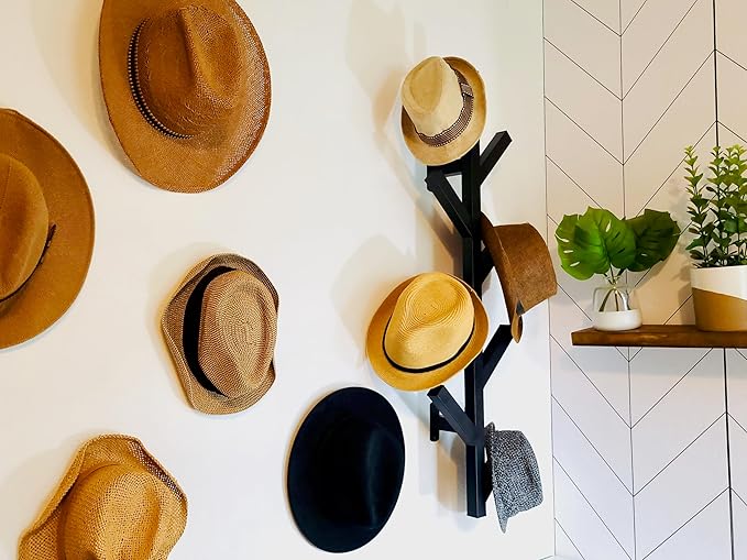 PREMIUM RACKS Coat Rack & Hat Rack - Modern Design - Wall Mounted - Stylish - (Black) - Image 5