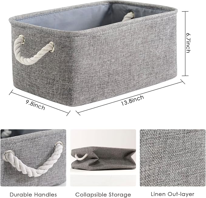 TheWarmHome Storage Bins Basket - Storage Baskets for Organizing Shelves,Home Closet Organizer for Book Shelf Organization,Fabric Storage Cubes,Medium Decorative Grey Basket Gift - Image 2