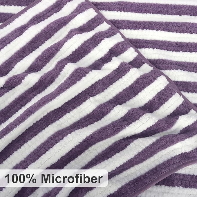 Smuge 18 Pcs Bath Towel Set, Include 6 Bath Towel Sheets, 6 Hand Towels and 6 Washcloths - Highly Absorbent Quick Dry Microfiber,Ultra Soft Bathroom Towel Set with Hanging Loop - Dark Purple - Image 4