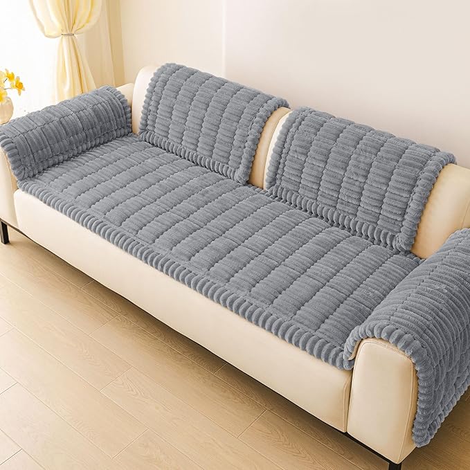 hyha Couch Cover for Dogs, Washable Non Slip Plush Flannel Sofa Protector | Thick Flannel, Silicone Anti-Slip Backing, Pet Hair & Scratch Protection, Fits Sofa & Loveseat (27.6" x 27.6") - Image 9