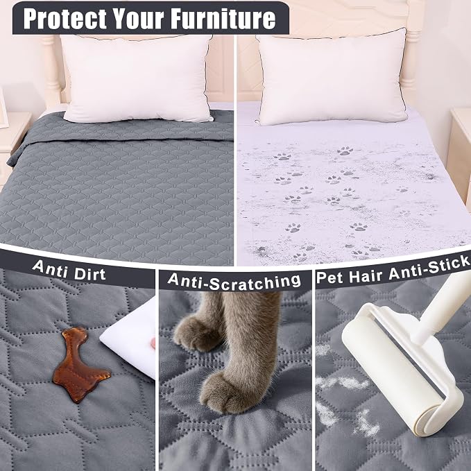 Smiry Waterproof Dog Bed Cover Blanket, Reversible Pet Blanket | Soft Reversible, Washable Leakproof Cats Dogs Couch Cover for Sofa, Couch, Furniture (82x82 Inch) - Image 4