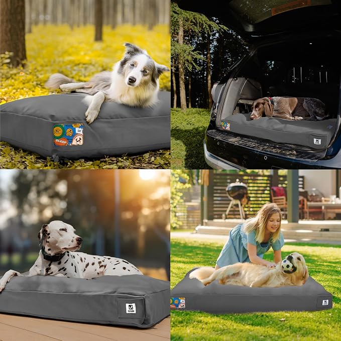 Sytopia 30 Inch Canvas Outdoor Dog Bed for Medium Dogs, Durable Dog Bed with Waterproof Machine Washable Removable Cover, Indoor Patio Pet Pad for Crate, Dark Grey - Image 7