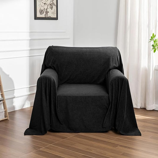 MEETSKY Chair Cover Cat Scratch Proof Recliner Chair Covers, Oversized Armchair Sofa Covers Washable Sofa Slipcover for Single Couch, Soft Small Couch Slipcover for Pets Dogs, 71" x 91", Black by MEETSKY