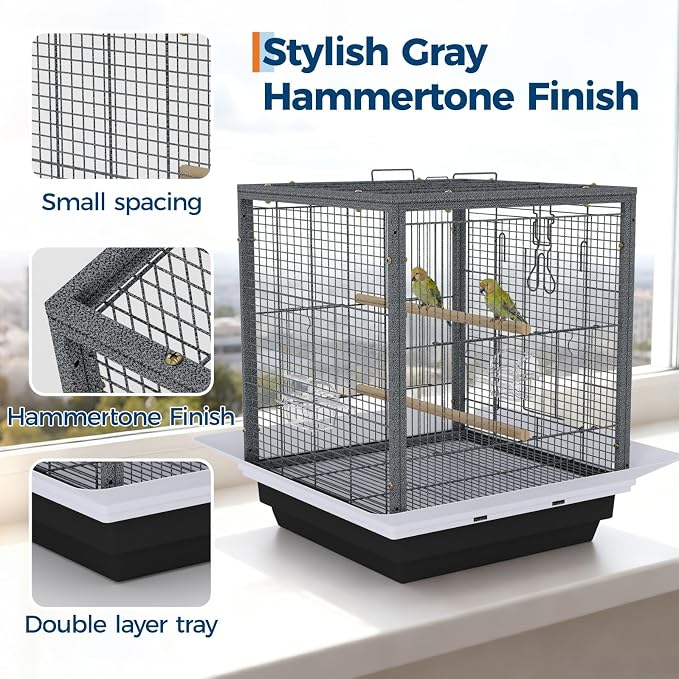 Garvee Small Bird Cage with Playground Stand, 20 Inch High Travel Bird Cage for Parrot, Parrot Carrier for Parakeet, Cockatiels, Budgies Medium Small Sized Birds - Image 3