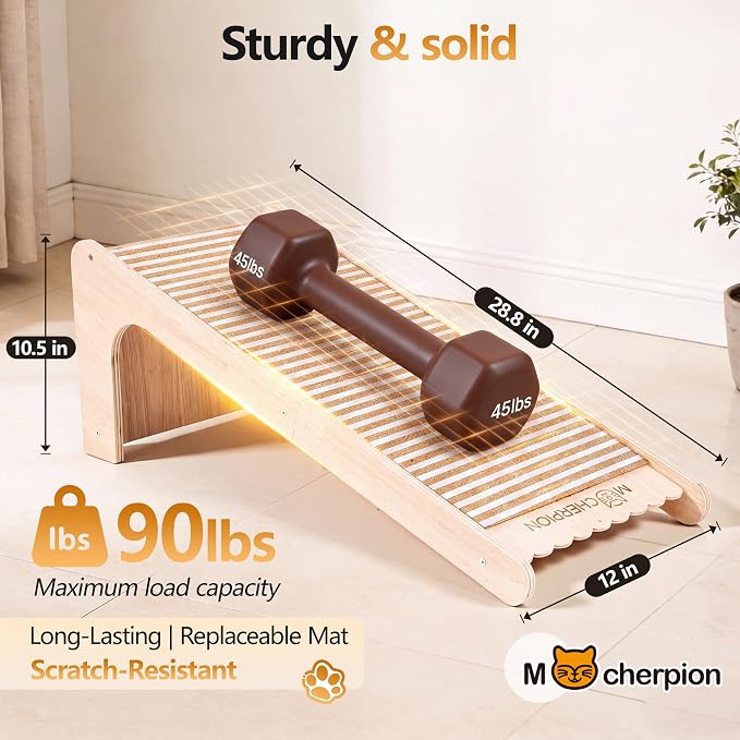 Cork Cat Scratching Board-Cat Scratcher Post-Cat Toy Scratch Pad for Indoor | Cat Scratching Posts-Cat Ramp-Cat Scratch Cardboard with Toy,Replaceable Use-Eco-Friendly Sustainable-Protect furniture white - Image 4