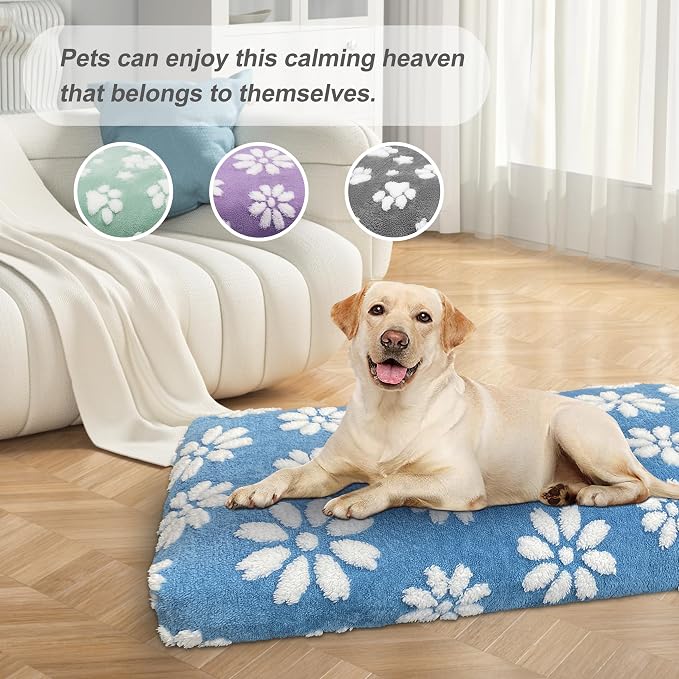 Dog Beds for Large Dogs, Cute Thick Dog Bed for Crate Kennel, Fluffy Pet Bed with Removable Washable Cover and Anti-Slip Bottom, 35"x 22", Blue Flower - Image 4
