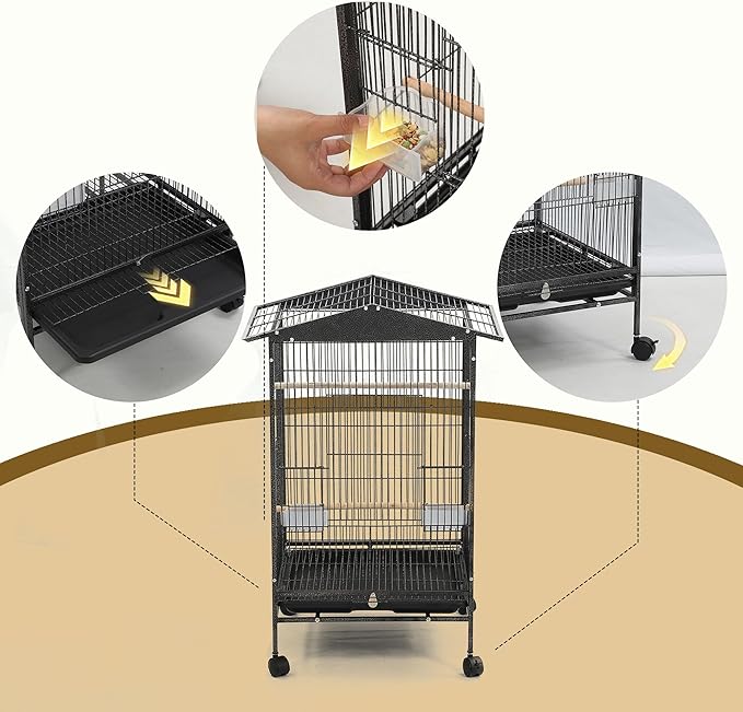 Large Parakeet Cage,Small Bird Cage,Cockatiel Cage for Birds with Covers,Parrot Cage Accessories for Finch,Cockatiels,Conure Bird,Budgie,Pigeon,Canary,Lovebird,Quaker (Meduim Birdcage) - Image 6