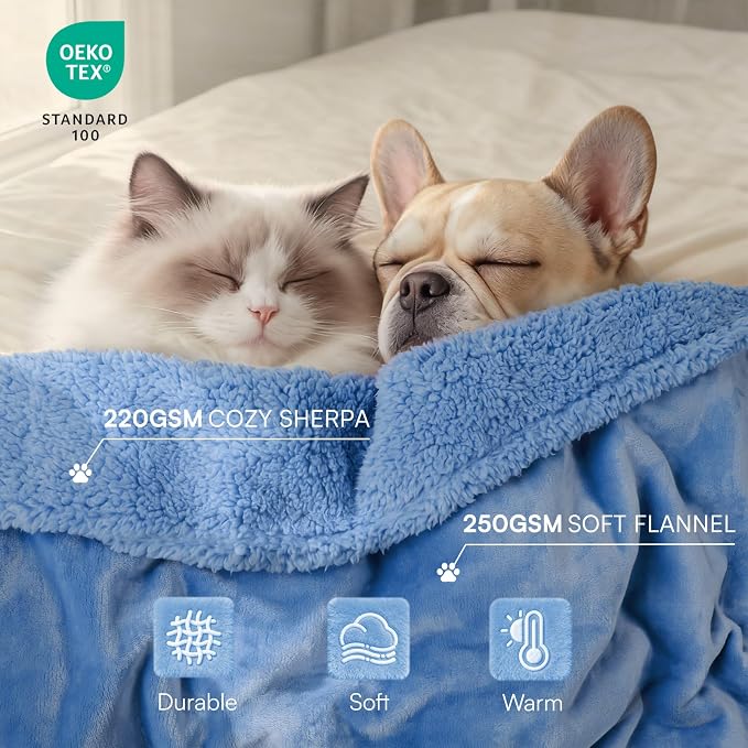 Luciphia Waterproof Pet Blanket, Liquid Pee Proof Dog Blanket for Sofa Bed Couch, Reversible Sherpa Fleece Furniture Protector Cover for Small Medium Large Dogs Cats, Navy Blue Small（40" x 28"） - Image 3