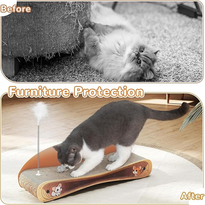 COZIWOW Cat Scratcher Lounge, Cat Scratching Board, Cardboard Lounge Bed, Durable Cat Scratching Pad Furniture Protector for Indoor Cats Kittens (Colorful) - Image 5