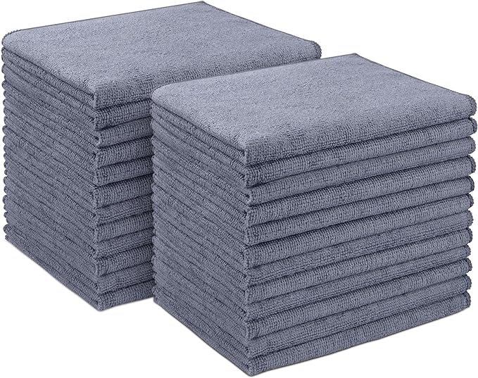AIDEA Microfiber Cleaning Cloth 24 Pack, Microfiber Towels for Cars, Soft & Absorbent Cleaning Rags, Premium Lint Free Shop Towels for House, Kitchen, Car, 12inx16in, Grey by AIDEAHOME
