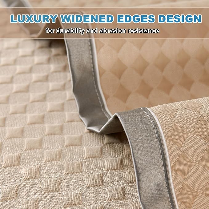 OTOB Cooling Couch Cover for Dogs Washable Non Slip Sofa Protector, 1 Piece | Serene Khaki, 35.4"x70.9", Premium Ice Silk Fabric, Modern Geometric, Soft, 3D Breathable, Pet Friendly Furniture Cover - Image 8