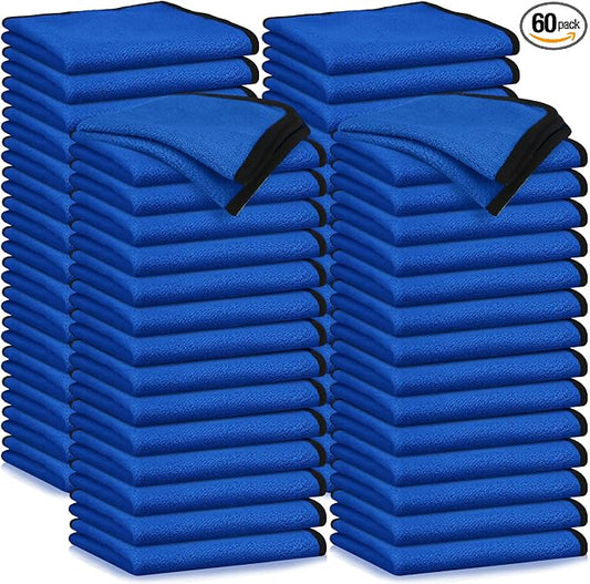 Tallew 60 Pcs Blue Microfiber Towels: 16"x16" Microfiber Drying Towels Bulk Micro Fiber Car Cleaning Cloth for Cars Drying Washing Polishing Cleaning Household Supplies by Tallew