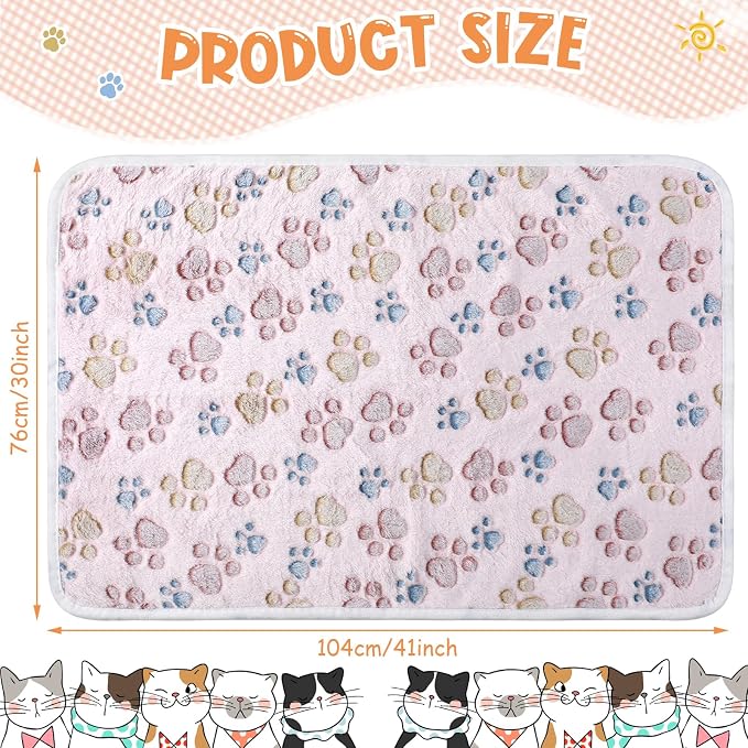 Tatuo 4 Pack Fleece Dog Blankets for Puppy Cats Multi-Size Sleep Mat for Pet Guinea Pig Soft Washable Warm Crate Bed Puppy Teething Toys Print Pattern Blanket Indoor(Beige,41 x 30 Inch,Paw) - Image 5