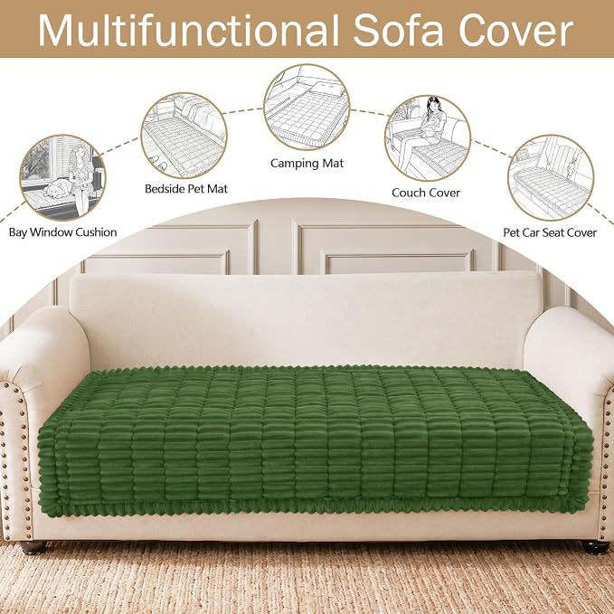 hyha Couch Cover for Dogs, Washable Non Slip Plush Flannel Sofa Protector | Thick Flannel, Silicone Anti-Slip Backing, Pet Hair & Scratch Protection, Fits Sofa & Loveseat (35.4" x 63") - Image 3