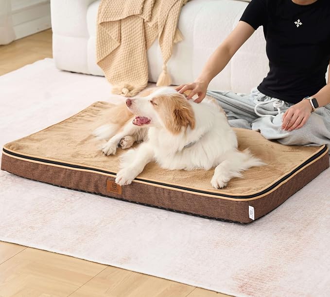 LIORCE Memory Foam XL Dog Bed - 4” Thick Orthopedic Beds for Extra Large Dogs - Waterproof Dog Bed with Removable Washable Cover & Wrap-Around Zipper - Ultimate Comfort and Easy Maintenance - Image 6