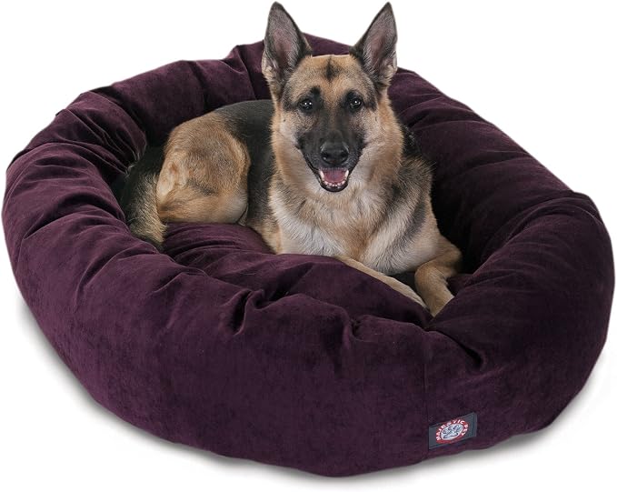 Majestic Pet 32 Inch Micro Velvet Calming Dog Bed Washable – Cozy Soft Round Dog Bed with Spine for Head Support - Fluffy Donut Puppy Mat 32x23x7 (inch) Medium - Storm - Image 8