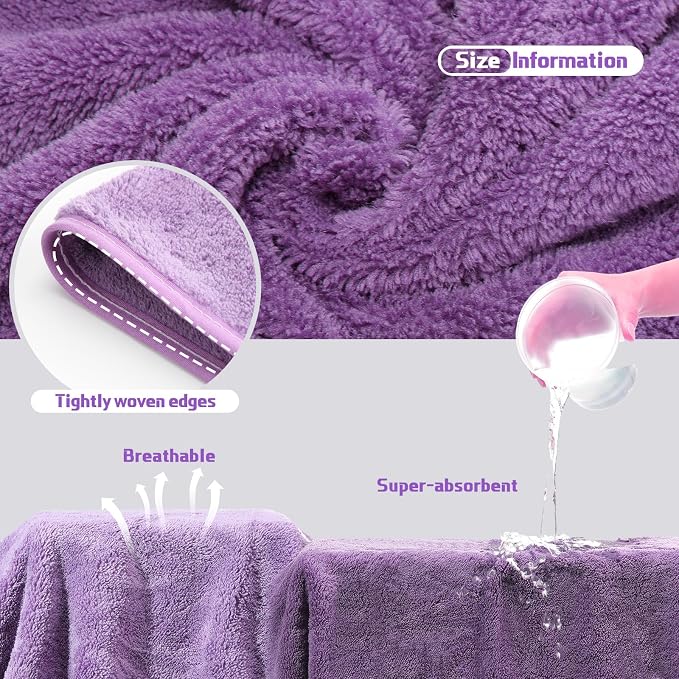 Mixweer 24 Piece Dark Purple Microfiber Absorbent Towel Set: 2 Oversized Bath Sheets, 4 Bath Towels, 6 Hand, 8 Washcloths, 4 Fingertip for Bathroom Spa Gym Camping Beach - Image 4