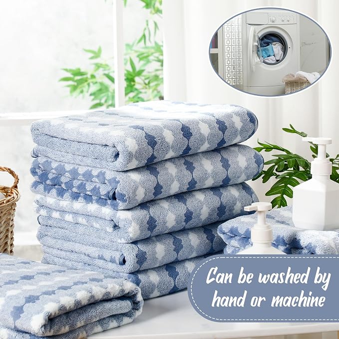 SmoothNovelty 16 Pack Microfiber Bath Towels Bulk 27'' x 60'' Oversized Size Bath Towel Highly Absorbent Extra Large Soft Drying for Beach Shower Summer Salon Sport Gym Party (Cone,Blue) - Image 4