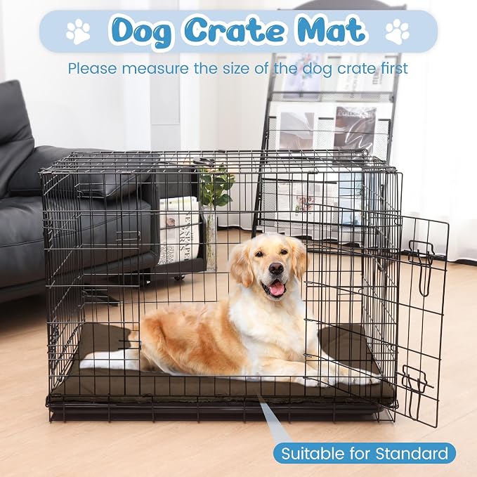 Dog Crate Pad Washable for 48 Inch Crate, Plush Anti-Slip Crate Mat for Large Dogs, XL Kennel Pad for Home, Travel and Training, 48 x 30 Inch, Brown - Image 5