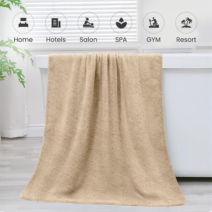 JML Bath Towels, Pack of 4, 30"x60", Large, Camel | Hanging Loop, Super Soft, Absorbent, Lint Free, Fade Resistant, Lightweight, Quick Dry, Use for SPA , Sauna, Salon Hair Wrap - Image 7