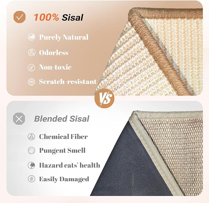 CHEERHOME PETS Sisal Cat Scratcher Ramp with Balls, 24.8" L Shape Cat Scratching Post Climbing Scratch for Indoor Cats, Solid Wooden Cat Furniture(Upgraded) - Image 5