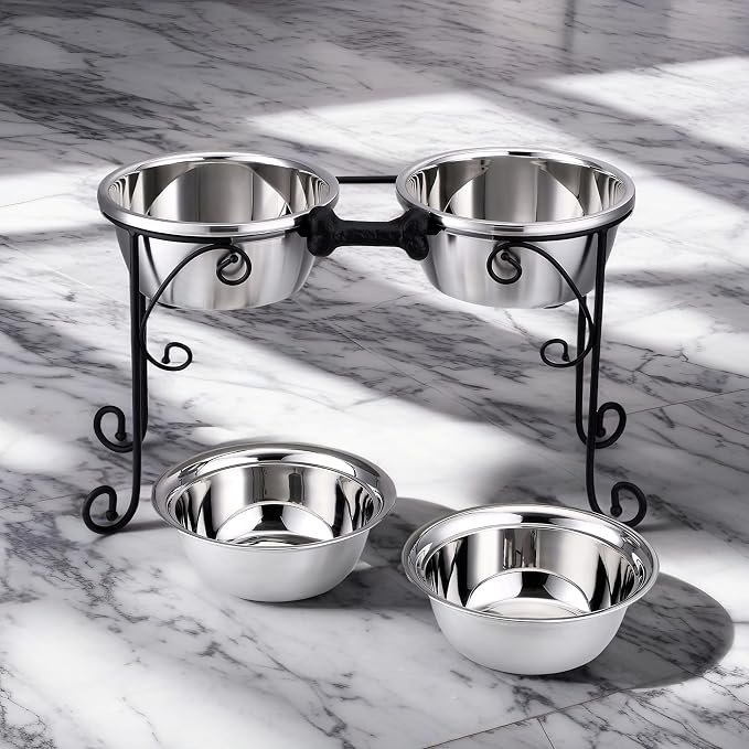 Elevated Dog Bowls, Raised Dog Bowl Stand, Double Bowl Stand, Pet Feeder for Medium Large Dogs - Image 5