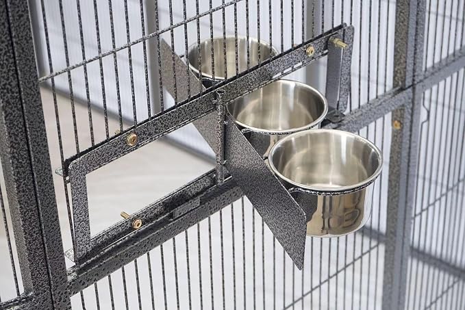 Stainless Steel Bird Cage Feeder Cup Set with Swivel Gate for Aviary Cage - Image 2