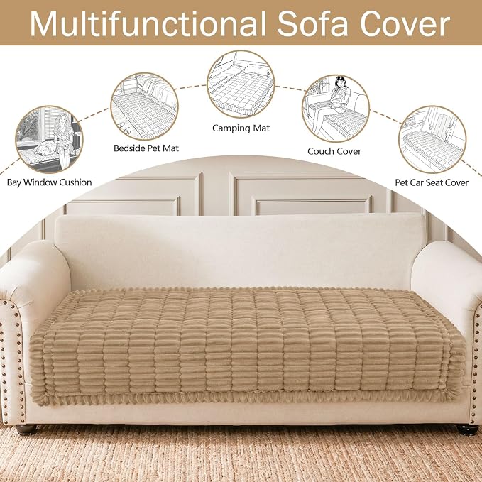 hyha Couch Cover for Dogs, Washable Non Slip Plush Flannel Sofa Protector | Thick Flannel, Silicone Anti-Slip Backing, Pet Hair & Scratch Protection, Fits Sofa & Loveseat (35.4" x 63") - Image 3